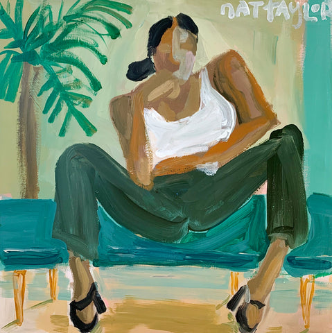 Maria on Teal Couch - Natalie Taylor